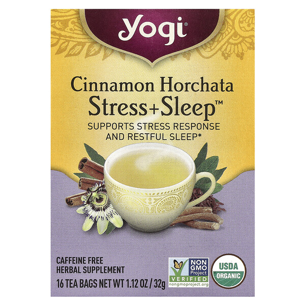 Yogi Tea Stress + Sleep™, Cinnamon Horchata, Caffeine Free, 16 Tea Bags, 1.12 oz (32 g)
