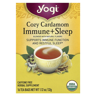 Yogi Tea Cosy Cardamom Immune + SleepTea без кофеина 16 чайных пакетиков 32 г (1 12 унции)