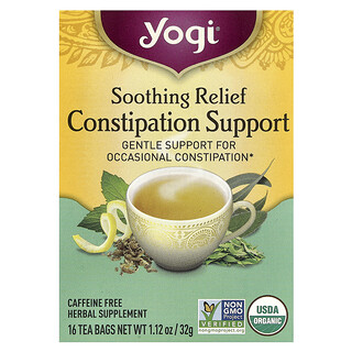 Yogi Tea, Refuerzo calmante para aliviar el estreñimiento, Sin cafeína, 16 bolsitas de té, 32 g (1,12 oz)