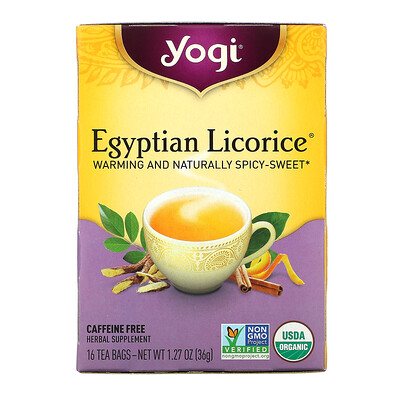 Yogi Tea Egyptian Licorice (Египетская лакрица), без кофеина, 16 чайных пакетиков, 36 г (1,27 унции)