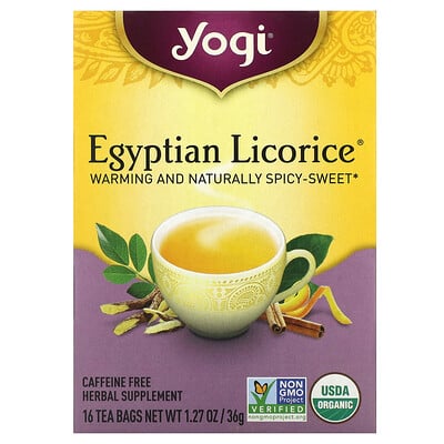Yogi Tea Egyptian Licorice (Египетская лакрица), без кофеина, 16 чайных пакетиков, 36 г (1,27 унции)