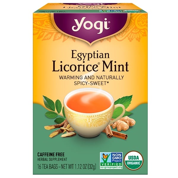 Yogi Tea, エジプトリコリス(甘草)ミント, カフェインフリー, 16ティーバッグ, 1.12オンス(32 g)
