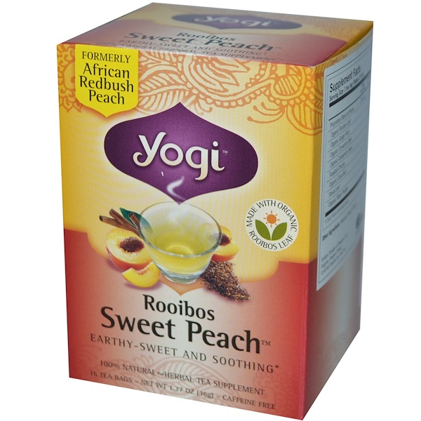 Yogi Tea, Rooibos Sweet Peach, Caffeine Free, 16 Tea Bags, 1.27 oz (36