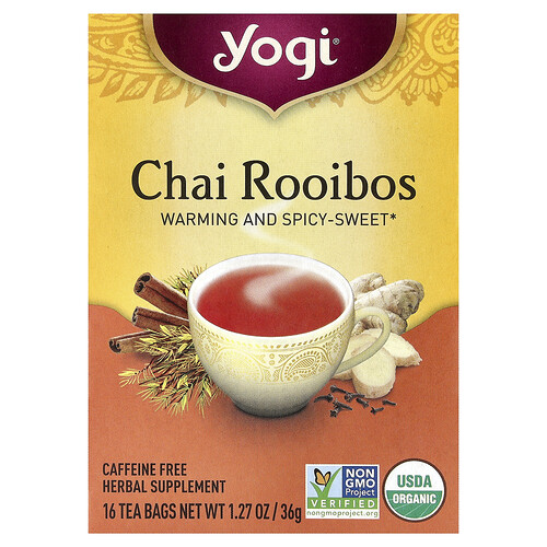 Yogi Tea Chai Rooibos, Caffeine Free, 16 Tea Bags, 1.27 oz (36 g)