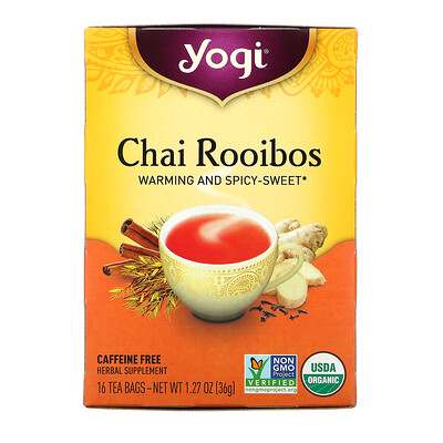 Купить Yogi Tea чай ройбуш, без кофеина, 16 чайных пакетиков, 36 г (1, 27 унции)