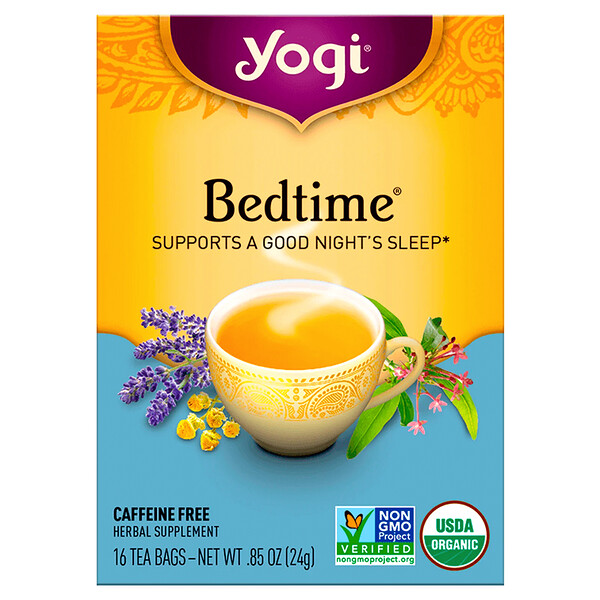 Yogi Tea, ベッドタイム, カフェインフリー, 16ティーバッグ, 0.85oz(24 g)