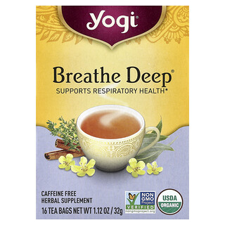 Yogi Tea, Breathe Deep®, Tanpa Kafein, 16 Uncang Teh, 1.12 oz (32 g)