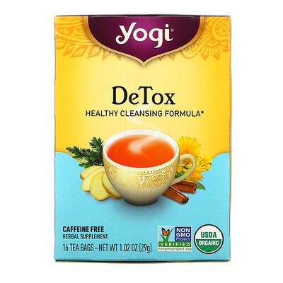 Yogi Tea Detox, без кофеина, 16 чайных пакетиков, 29 г