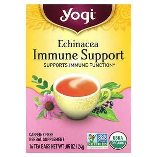 Yogi Tea, Immuunijärjestelmän tuki, punahattu, kofeiiniton, 16 teepussia, 24 g