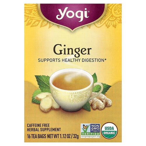 Yogi Tea, Ginger, Caffeine Free, 16 Tea Bags, 1.12 oz (32 g)