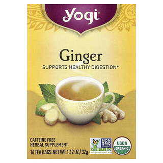 Yogi Tea, Ginger, Caffeine Free, 16 Tea Bags, 1.12 oz (32 g)