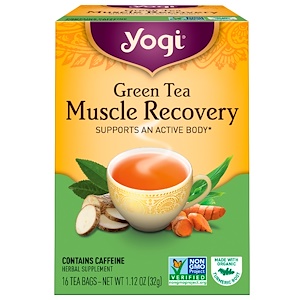Отзывы о Йоги Ти, Green Tea, Muscle Recovery, 16 Tea Bags, 1.12 oz (32 g)
