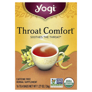 Yogi Tea, Throat Comfort®, Throat Comfort®, Sin cafeína, 16 bolsitas de té, 36 g (1,27 oz)