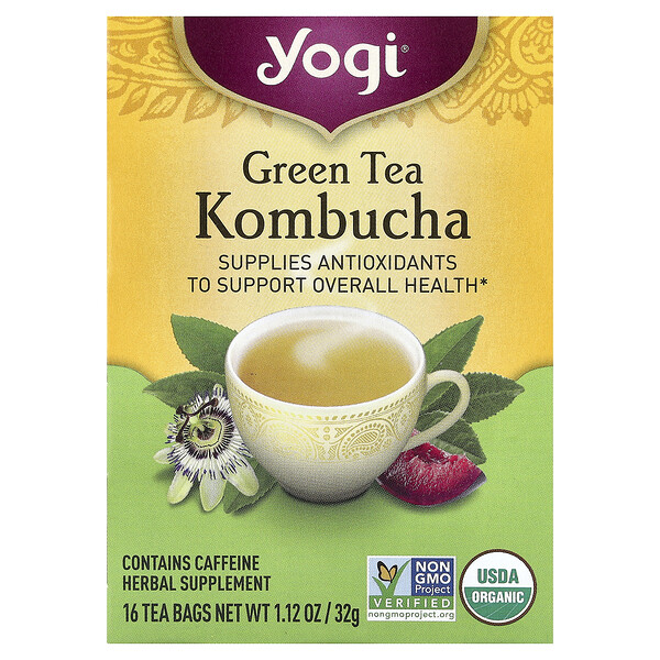 Yogi Tea Green Tea Kombucha, 16 Tea Bags, 1.12 oz (32 g)