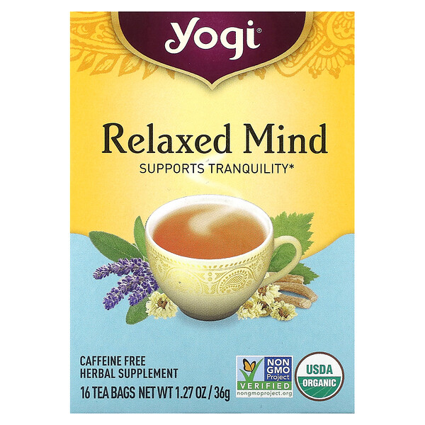 Yogi Tea‏, Relaxed Mind, נטול קפאין, 16 שקיקי תה, 32 גרם (1.12 אונקיות)