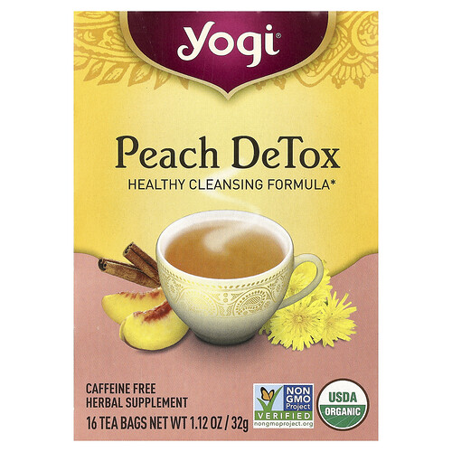 Yogi Tea, Peach DeTox, koffeinfrei, 16 Teebeutel, 32 g (1,12 oz.)