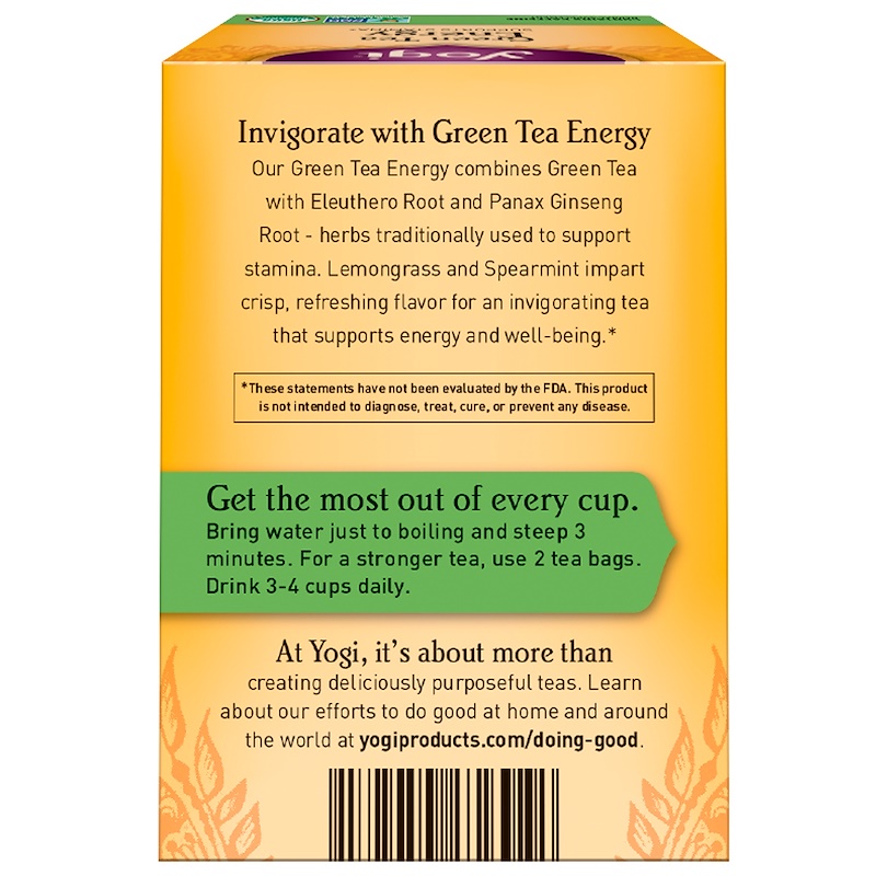 Yogi Tea, Organic, Green Tea Energy, 16 Tea Bags, .92 oz (26 g) iHerb
