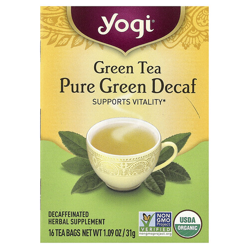 Yogi Tea, Green Tea Pure Green, Decaf, 16 Tea Bags, 1.09 oz (31 g)