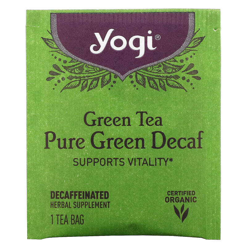 Yogi Tea, Green Tea, Pure Green Decaf, 16 Tea Bags, 1.09 oz (31 g) iHerb