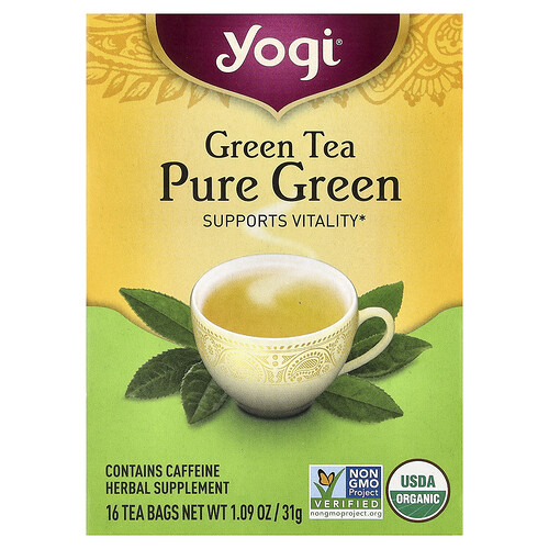 Yogi Tea Green Tea Pure Green, 16 Tea Bags, 1.09 oz (31 g)