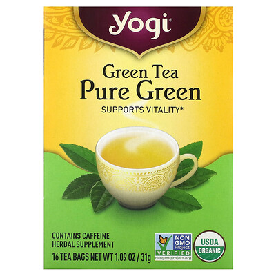 

Yogi Tea Зеленый чай «Чистый зеленый», 16 пакетиков, 1,09 унции (31 г)