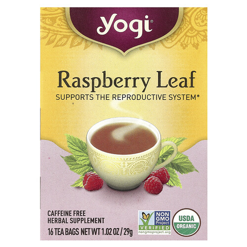 Yogi Tea Raspberry Leaf, Caffeine Free, 16 Tea Bags, 1.02 oz (29 g)