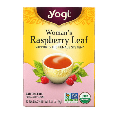 Yogi Tea листья органической малины для женщин, без кофеина, 16 чайных пакетиков, 29 г (1,02 унции)