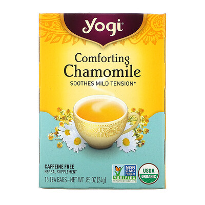 Купить Yogi Tea успокаивающая ромашка, без кофеина, 16 чайных пакетиков, 24 г (0, 85 унции)