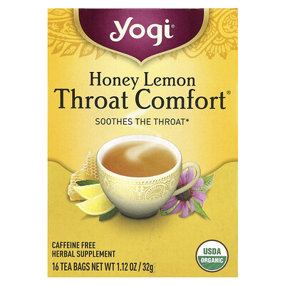 Yogi Tea Throat Comfort® Honey Lemon Caffeine Free 16 Tea Bags 1.12 oz (32 g)