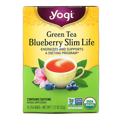 Yogi Tea Green Tea Blueberry Slim Life, 16 Tea Bags, 1.12 oz (32 g)