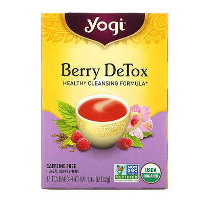 Yogi Tea Detox, ягодный, без кофеина, 16 чайных пакетиков, 32 г (1,12 унции)