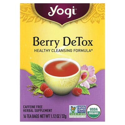 

Yogi Tea Berry DeTox, ягодный чай, без кофеина, 16 чайных пакетиков, 32 г (1,12 унции)