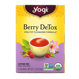 Yogi Tea, Berry DeTox، خالٍ من الكافيين، 16 كيس شاي، 1.12 أونصة (32 جم)