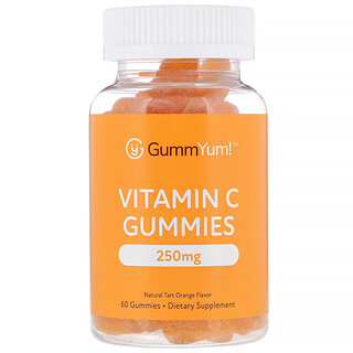 GummYum!, Gommes à la vitamine C, Saveur naturelle d'orange acidulée, 125 mg, 60 gommes