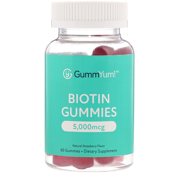 GummYum!, 바이오틴 구미, 천연 딸기맛, 2,500mcg, 구미젤리 60개