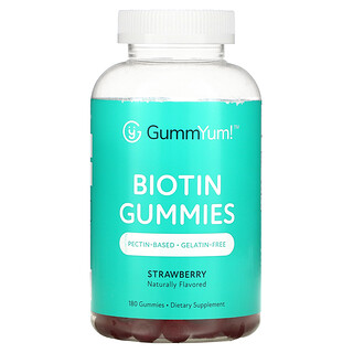 GummYum!, Жевательные мармеладки с биотином, клубника, 2500 мкг, 180 жевательных таблеток