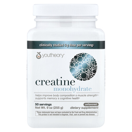 Youtheory Creatine Monohydrate, Unflavored, 9 oz (255 g)
