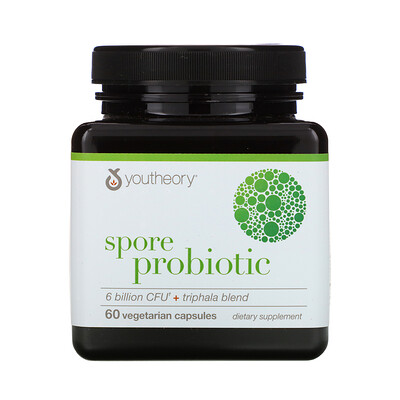 Youtheory Spore Probiotic, 6 Billion CFU, 60 Vegetarian Capsules