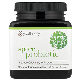 Youtheory, Amestec de probiotice Spore + Triphala, 60 capsule vegetariene