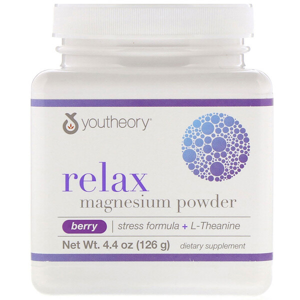 Relax, Magnesium Powder, Stress Formula + L-Theanine, Berry, 4.4 oz (126 g)