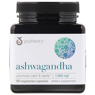 Youtheory, Ashwagandha, 500 mg, 60 Cápsulas Vegetarianas
