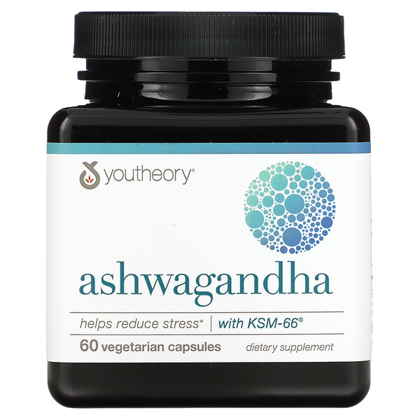 Youtheory, Ashwagandha, 60 Vegetarian Capsules
