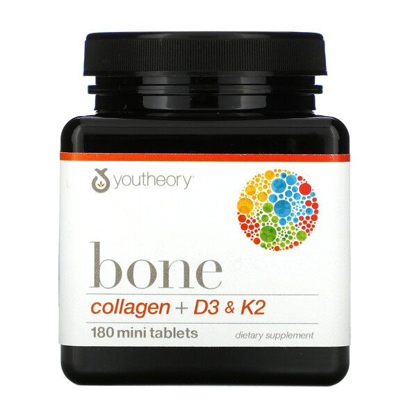 Youtheory‏, Bone, Collagen + D3 & K2, 180 Mini Tablets