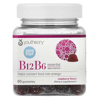 Youtheory, Gomitas con vitaminas B12 y B6, Frambuesa, 60 gomitas