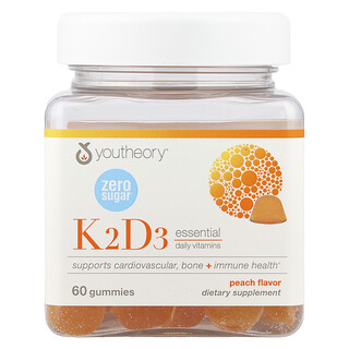 Youtheory, Vitamin K2 & D3 Gummies, Peach, 60 Gummies