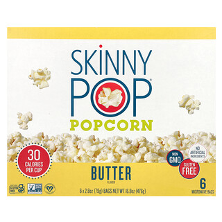 SkinnyPop, Popcorn, Butter, 6 Tüten, je 79 g (2,8 oz.).