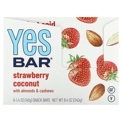 Yes Bar  Snack Bar  Strawberry Coconut  6 Bars  1.4 oz (40 g) Each