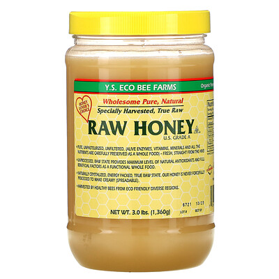 Y.S. Eco Bee Farms необработанный мед, 1360 г (3 фунта)