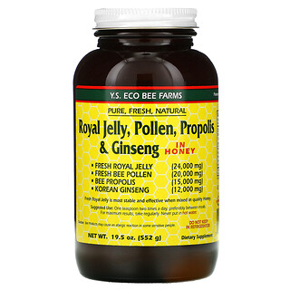 Y.S. Eco Bee Farms, Jalea real, polen, propóleo y ginseng, en miel, 552 g (19,5 oz)