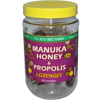 Y.S. Eco Bee Farms, Manuka Honey & Propolis Lozenges, Active 15+, 20 Lozenges, 3.2 oz (92 g)